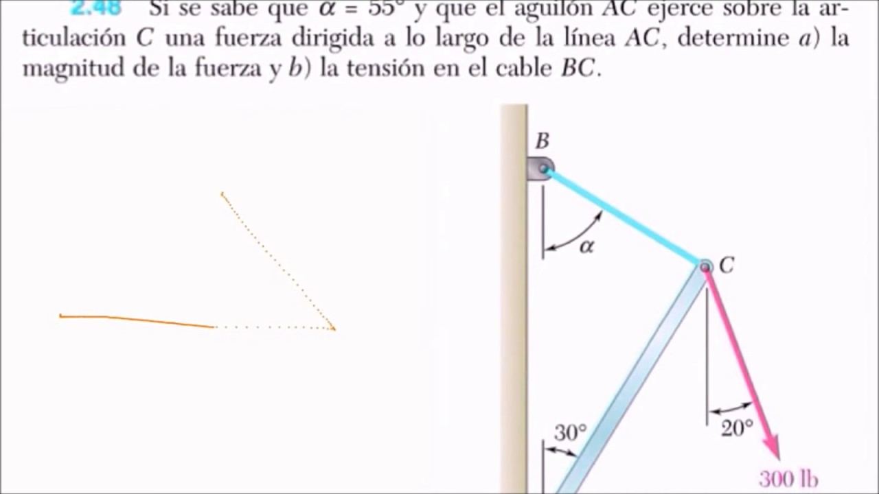 ESTÁTICA:  Ejercicio 2-48 Beer and Jhonston || Equilibrio de partícula en 2D