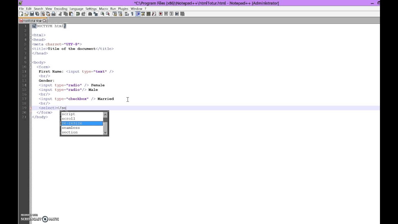 Basic HTML Form and Input tag - tutorial