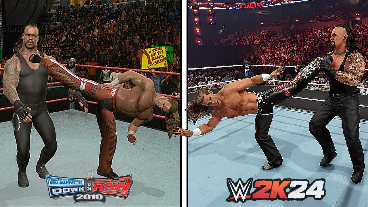 WWE Smackdown vs Raw 2010 Vs. WWE 2K24 - Finishers Comparison (Which is Better) !!!