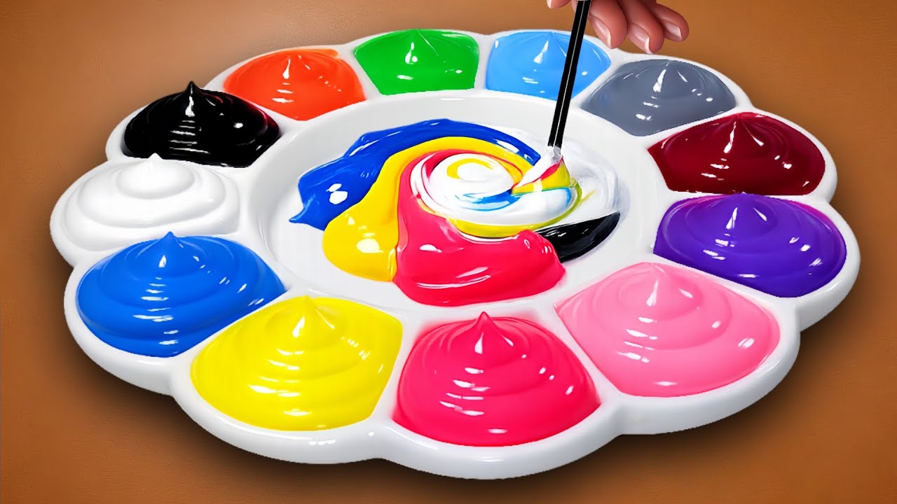 How To 13 Create Magical Colors Using 5 Primary Acrylic Paint - Satisfying Color Mixing