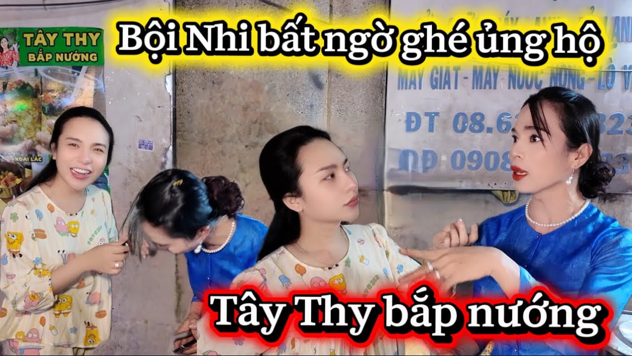 Bội Nhi bất ngờ ghé ủng hộ bắp nướng Tây Thy.