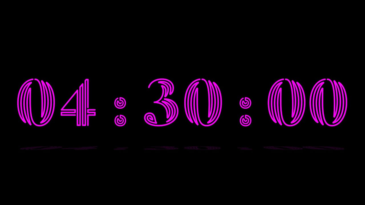4 Hour and 30 Minute Countdown Timer with Alarm & Chapters - Neon - Pink