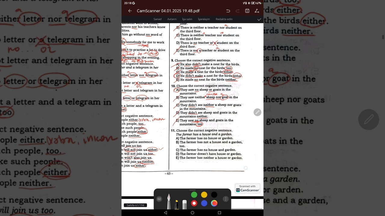 Negative sentences (İnkar cümlələr)- Magistratura toplu testi üzərində izah📌‼️