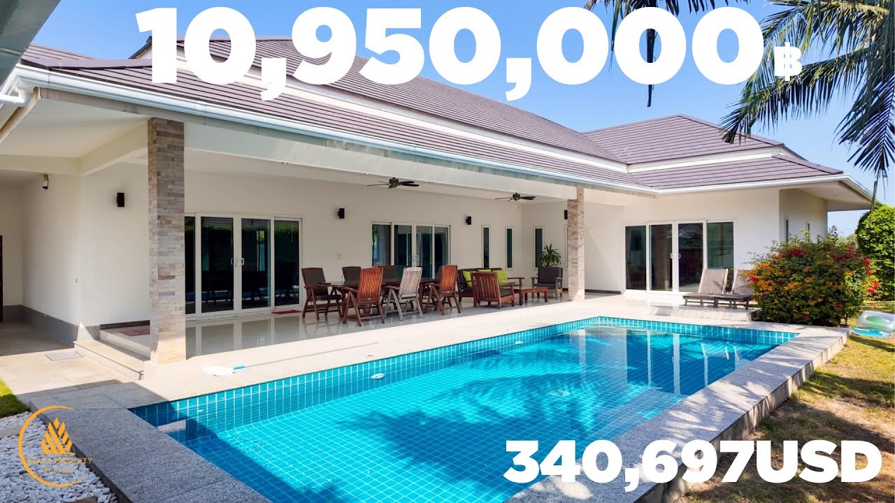 10,950,000THB (340,697USD) Elegant Private 4 Bedrooms Pool Villa for Sale At Cha am, Hua Hin