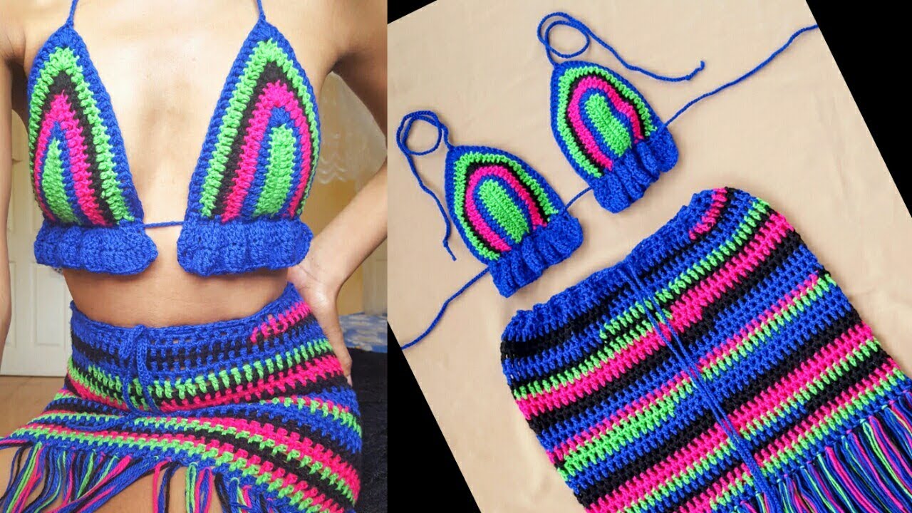 Crochet Bikini Top with Ruffles Tutorial / Beginner Friendly