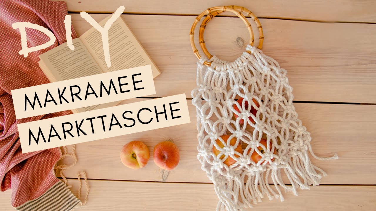 DIY Makramee Markttasche mit Henkeln einfach selber knüpfen
