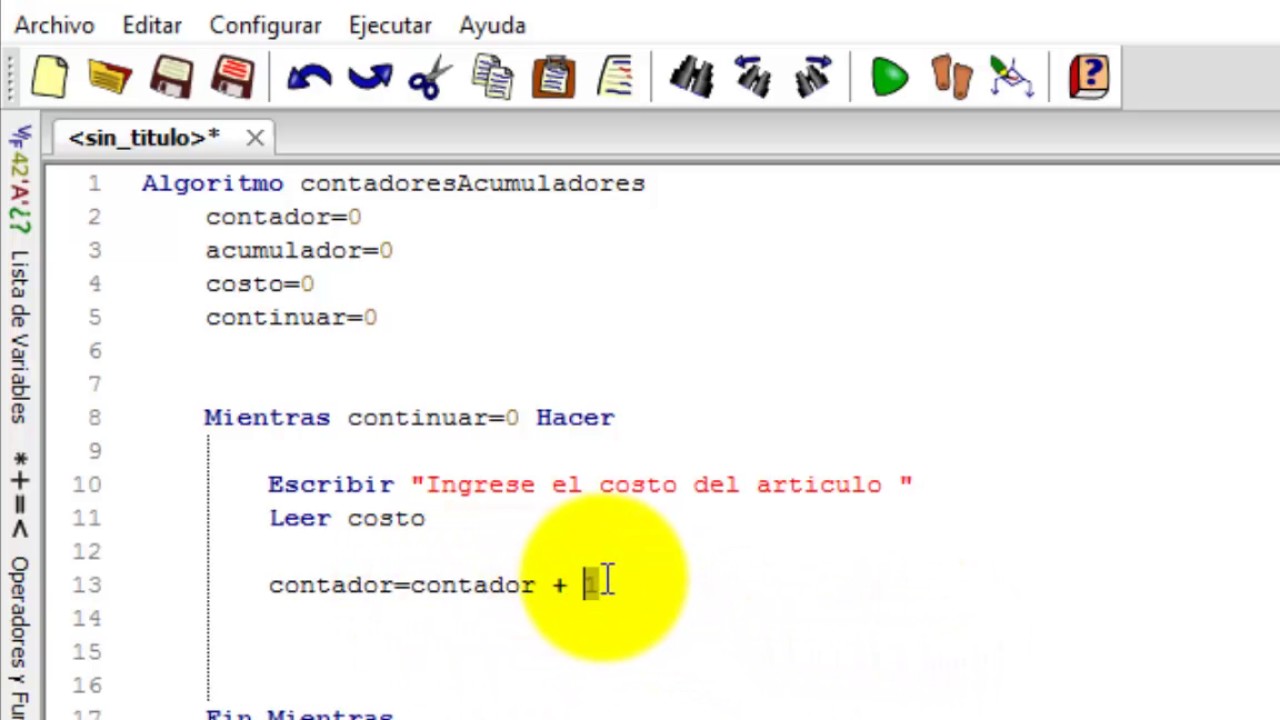 Contadores y Acumuladores en PseInt