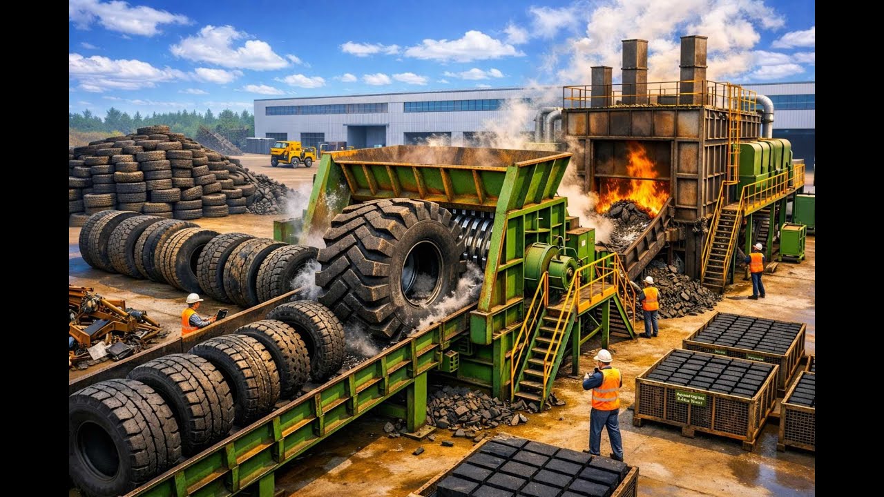 Factory Goteck: Inside the Recycling Factory - How Millions of Old Tires Turn into Rubber Bricks