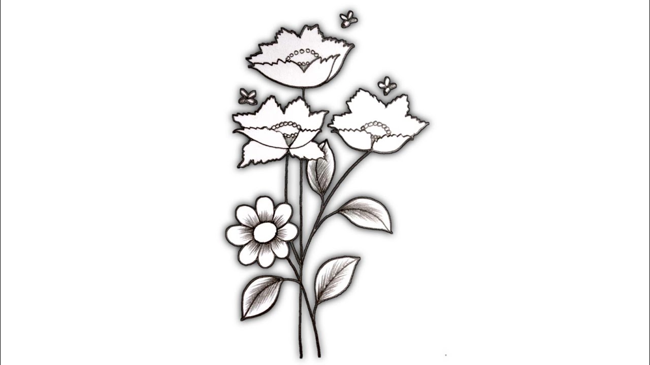 Flower drawing / easy drawing / embroidery floral design / flower design drawing