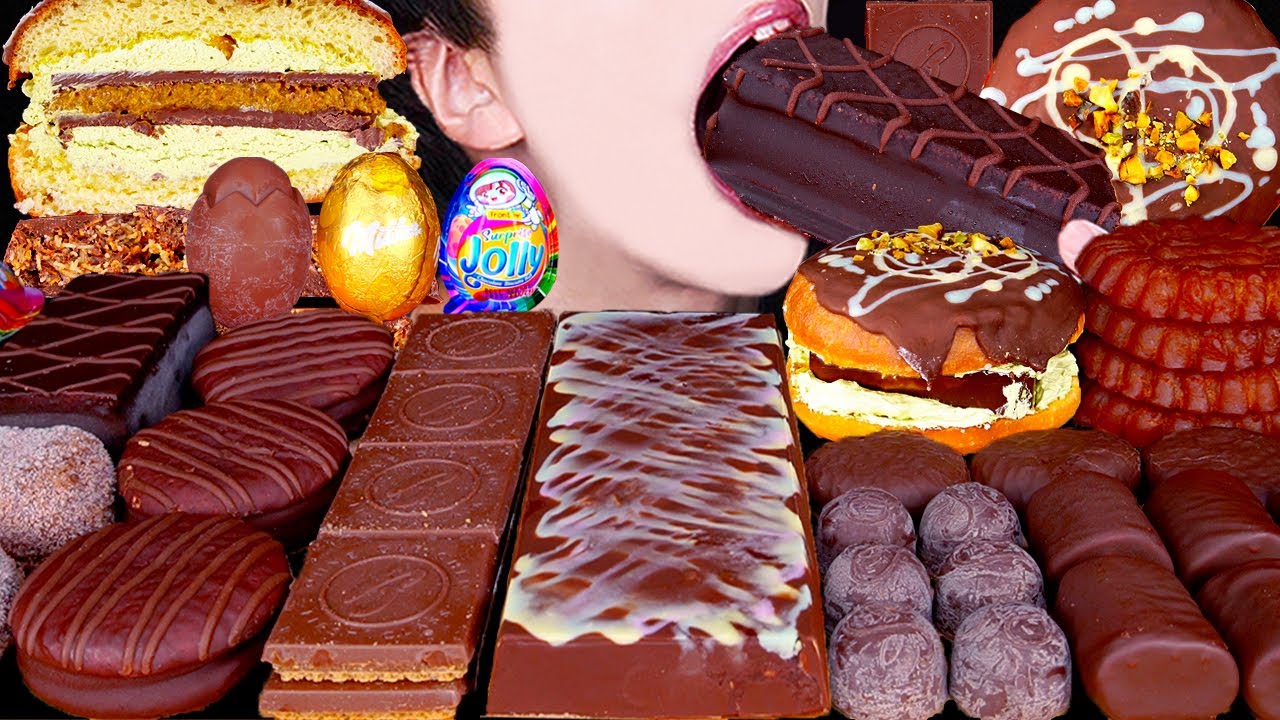 ASMR DUBAI CHOCOLATE DOUGHNUTS MAGNUM ICE CREAM NUTELLA DESSERT MUKBANG 두바이 초콜릿 먹방 咀嚼音 EATING SOUNDS