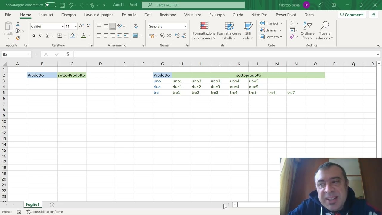 Excel Lezione 24: menù a tendina super intelligente:sub-Menù in base alla scelta del menù principale