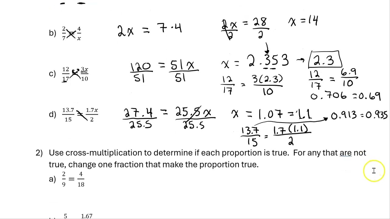 6.3 Mastering Proportions: Cross Multiplication & Checking for Truth!