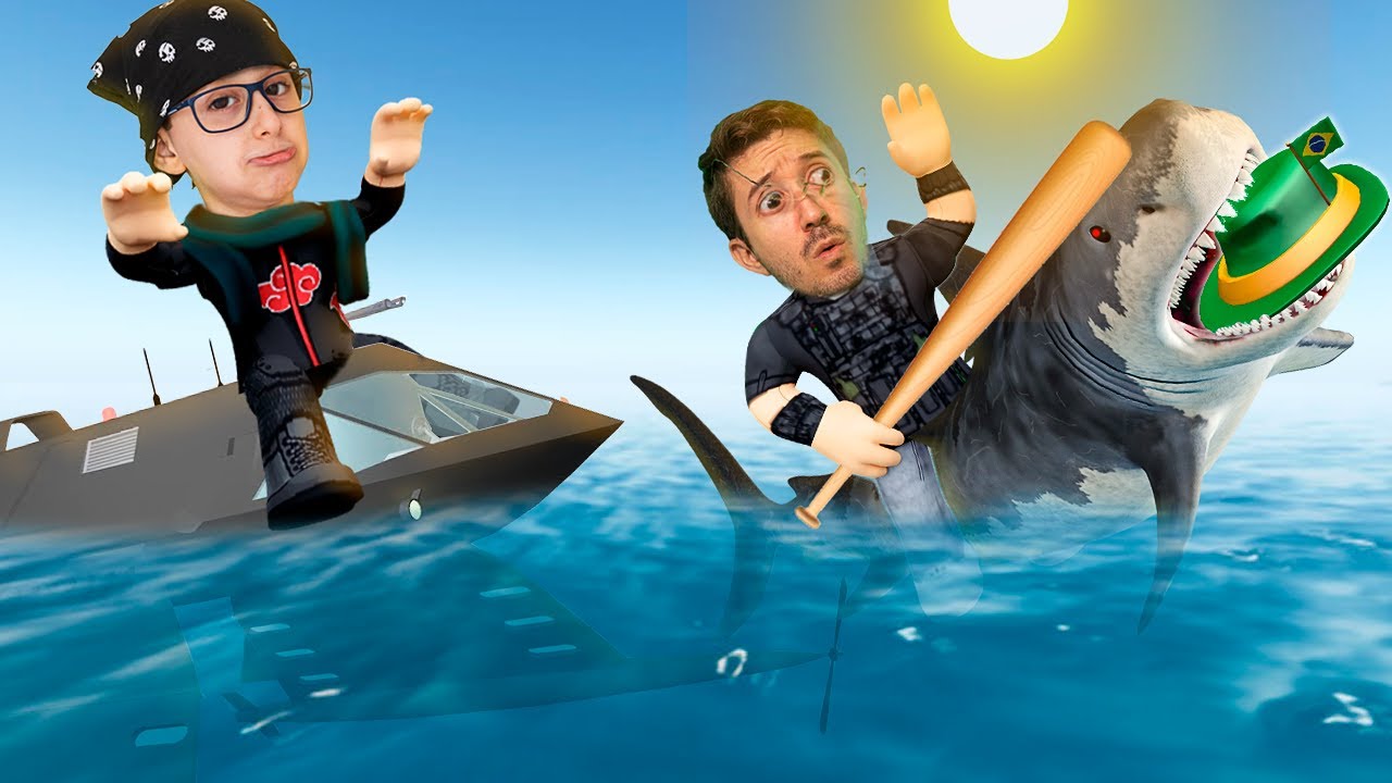 ROBLOX - CAÇAMOS TUBARÃO NO BARCO FURTIVO DO SHARK BITE