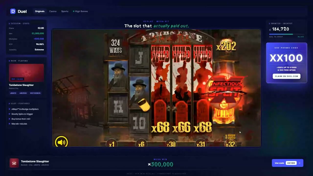 &times;500,000 MEGA WIN ON TOMBSTONE SLAUGHTER ★ &euro;1,000,000 FROM &euro;2
