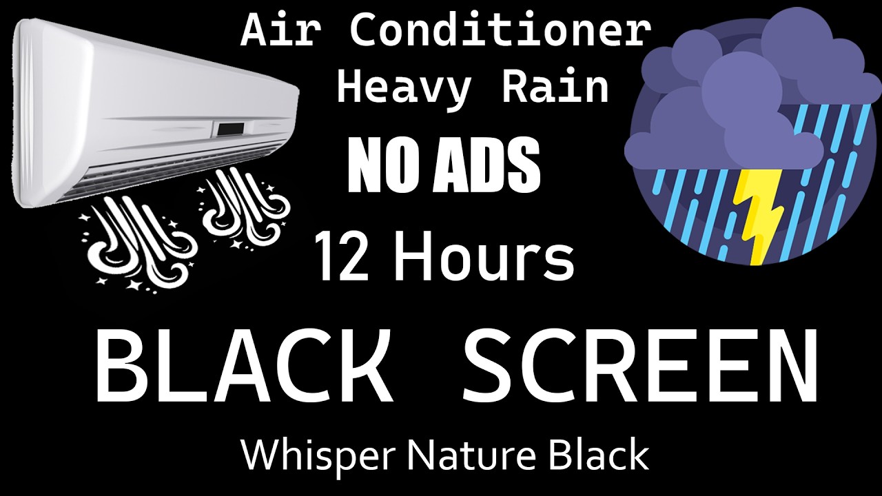[NO ADS] Fall Asleep Fast with CALMING Air Conditioner & Heavy Rain Sounds Tonight | Black Screen