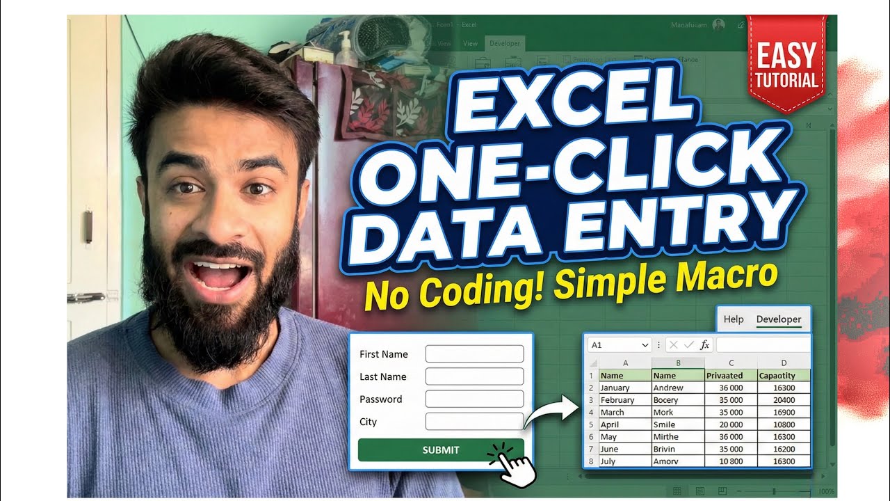 Automate Excel Data Entry with ONE Click! | Simple Excel Macro for Instant Entries - Step by Step