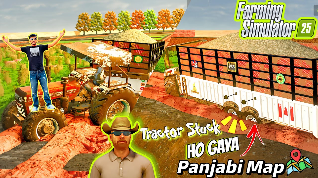 BARISH ME BURA HAAL 😭 MERA TRACTOR कीचड़ में फस गया 🚜 PUNJABI MAP Fs 25 #farming