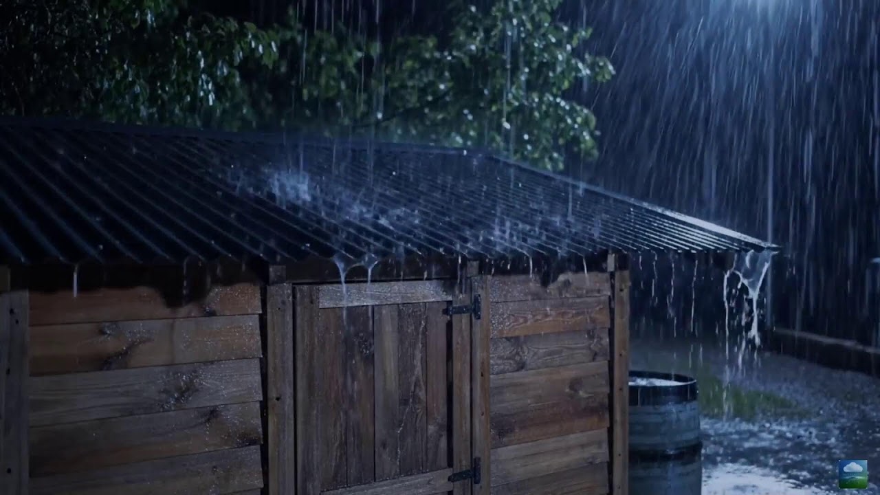 Quiet Night Storm Rain on Tin Roof with Soft Thunder | Relaxing ASMR Sounds
