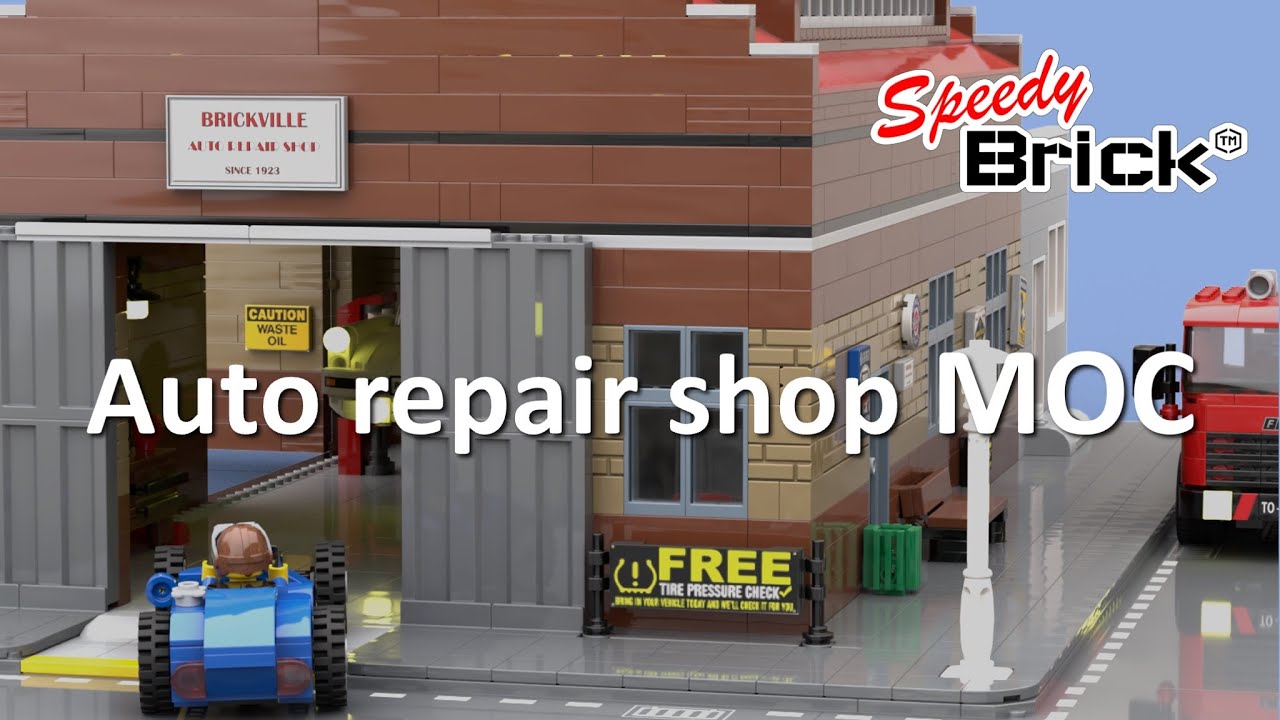 Lego MOC Brickville Авторемонтная мастерская от SpeedyBrick MOC#241829