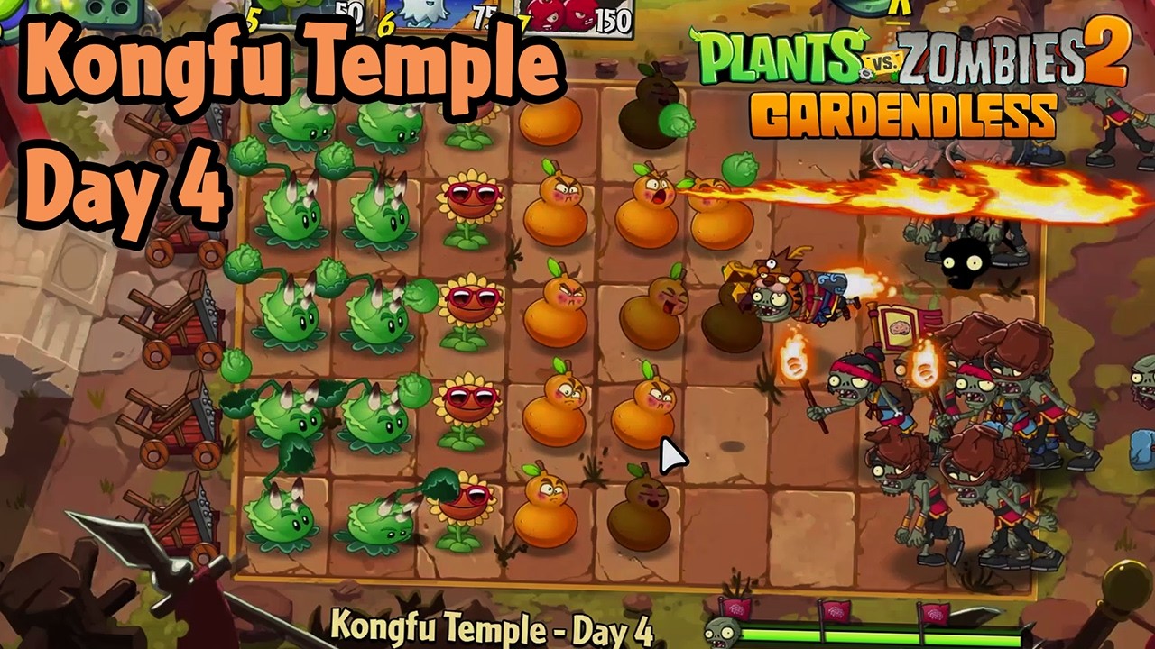 Kongfu Temple - Day 4 [PC] (Hardest difficulty) | Plants vs Zombies 2 Gardendless
