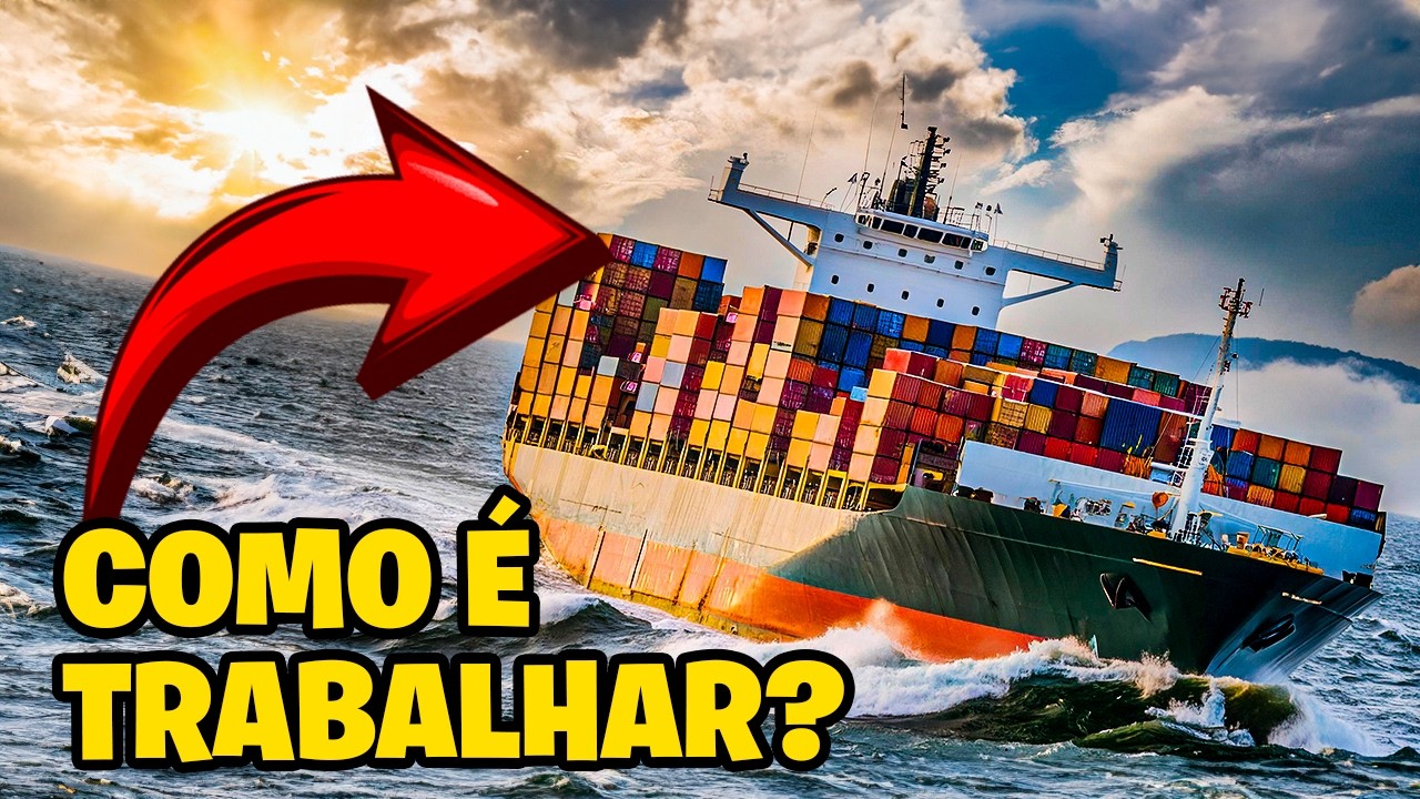 UM DIA NA VIDA DE UM NAVIO PORTA-CONTÊINERES NO MEIO DO OCEANO