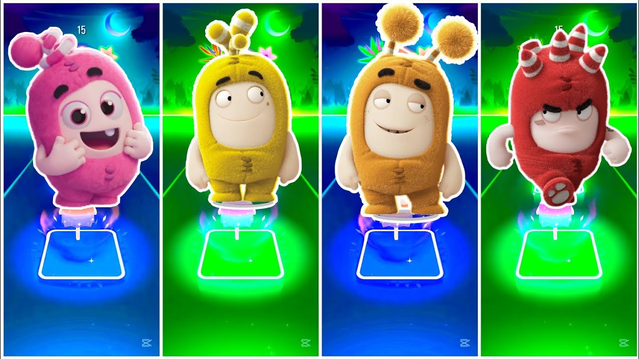 Oddbods Newt Vs Oddbods Bubbles VS Oddbods Slick Vs Oddbods Fuse - Tiles Hop Edm Rush🎶