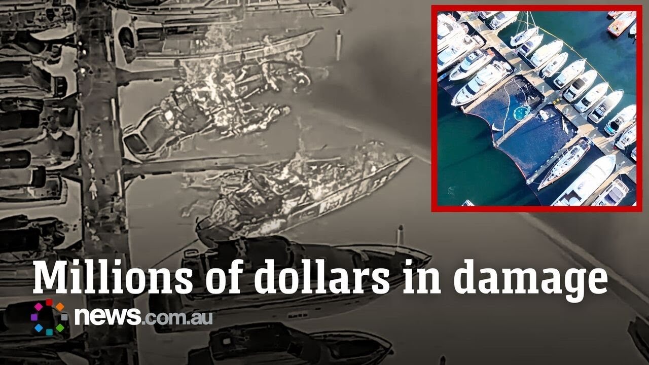 Luxury yachts sink in Sydney marina fire