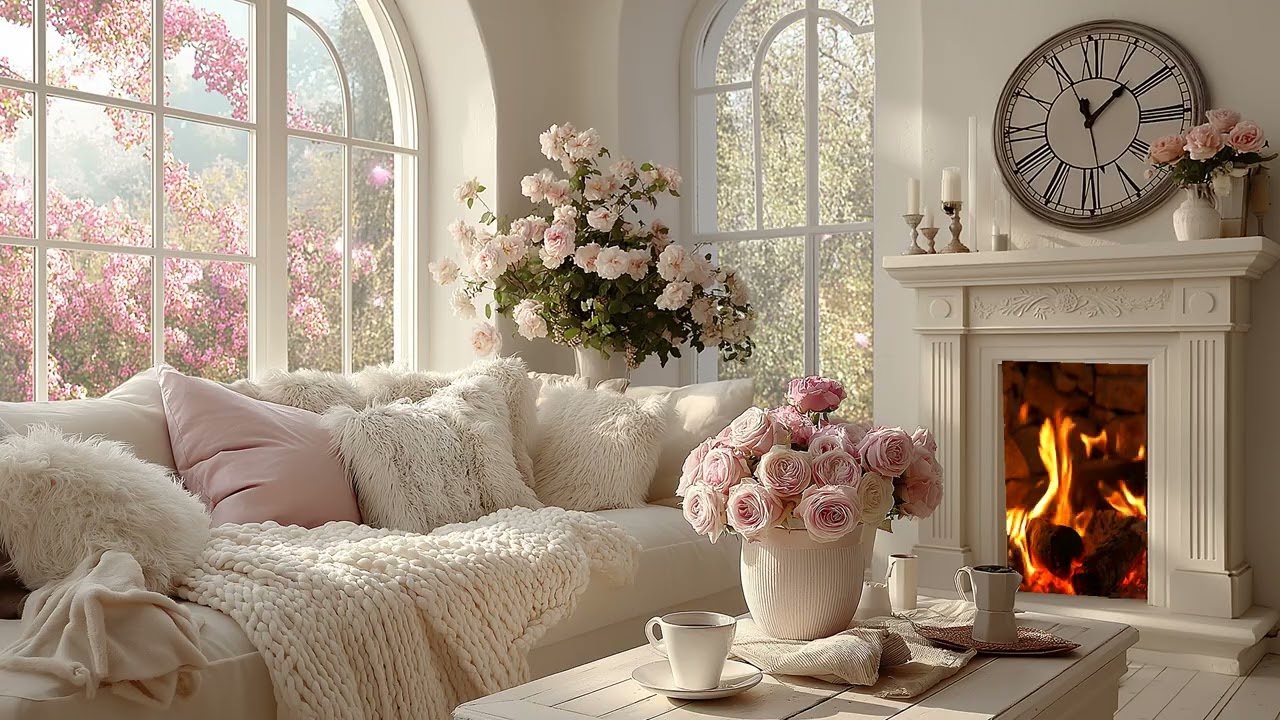 🌸🎹 Peaceful Sakura Window Piano | Cozy Spring Lounge Ambience | 3 Hours Study Meditation Relax Calm