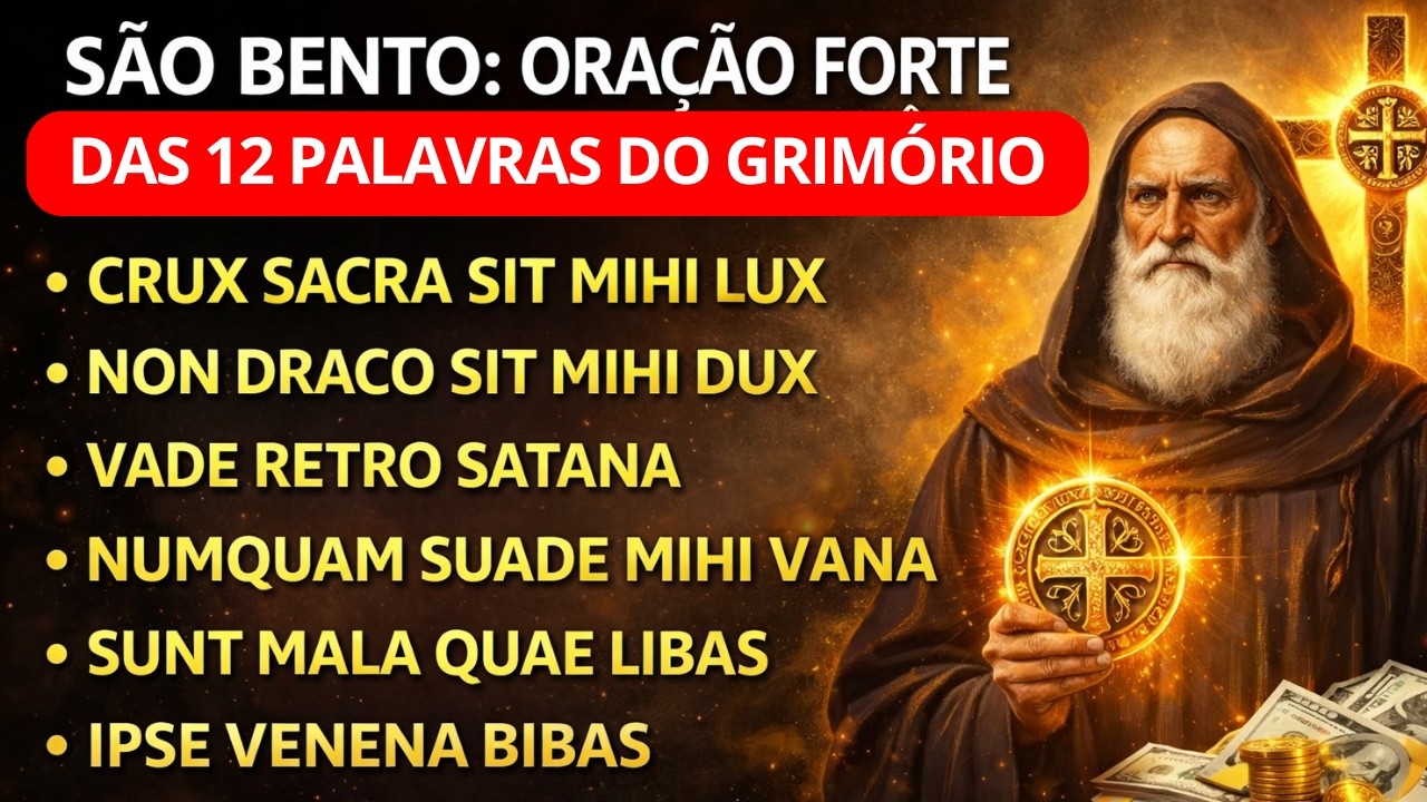 📿 SÃO BENTO: ORAÇÃO FORTE DAS 12 PALAVRAS DO GRIMÓRIO  PARA DINHEIRO, TRABALHO E PROSPERIDADE