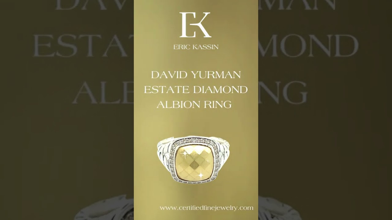 David Yurman Estate Diamond Albion Ring Size 9 18K Gold + Silver 0.37 CTS 17 MM