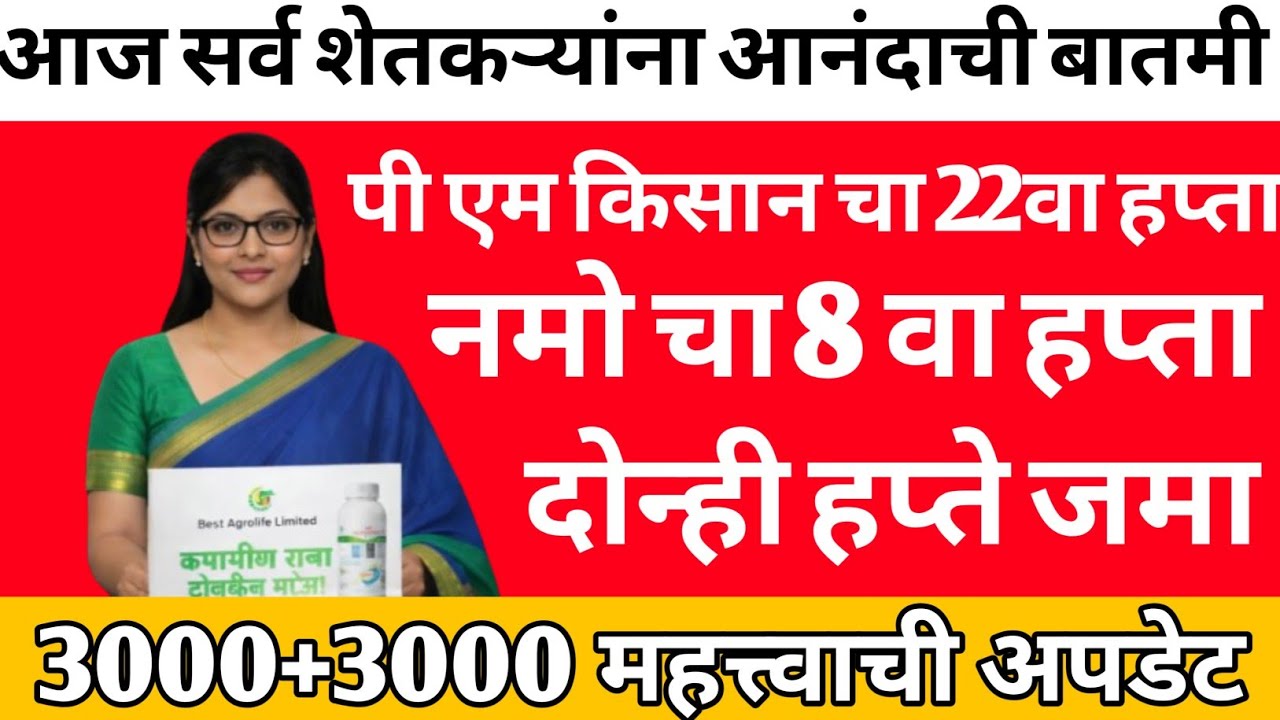 PM किसानचा 22वा हप्ता महाराष्ट्रात कधी मिळणार | #pmkisan #namoshetkariyojna | PM kisan yojana |201