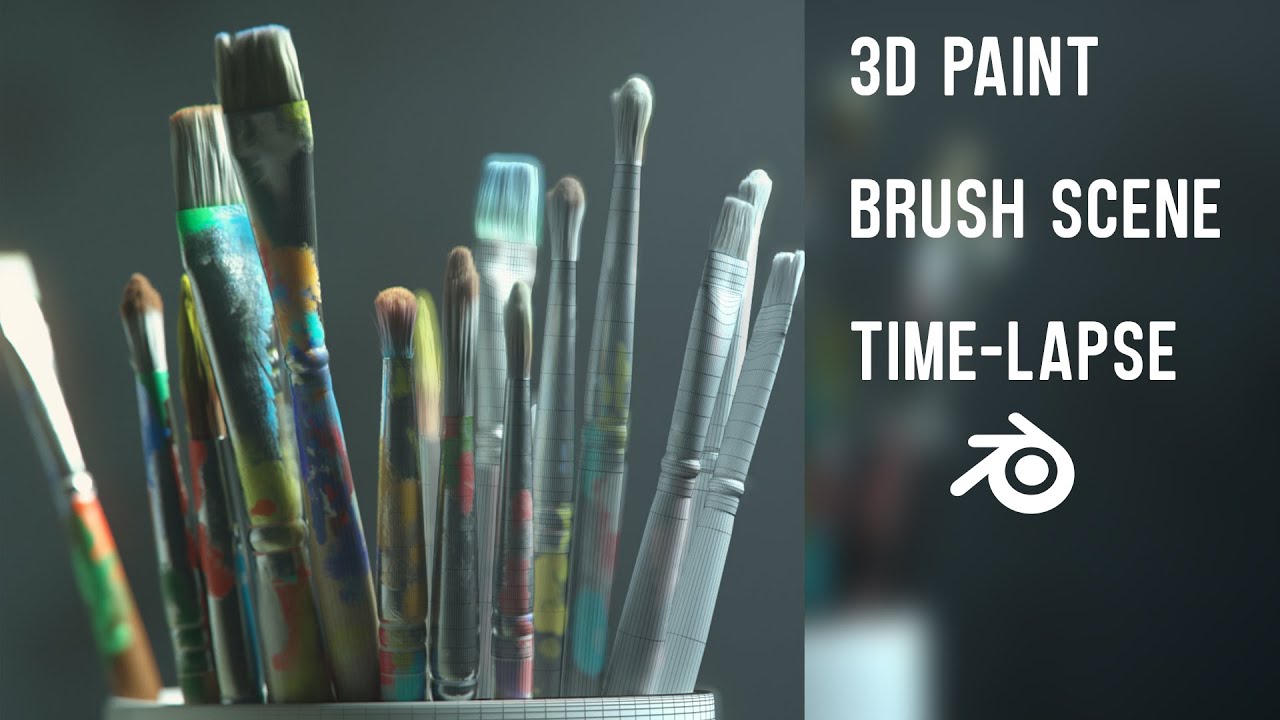3D Paint Brush Scene time-lapse in BLENDER
