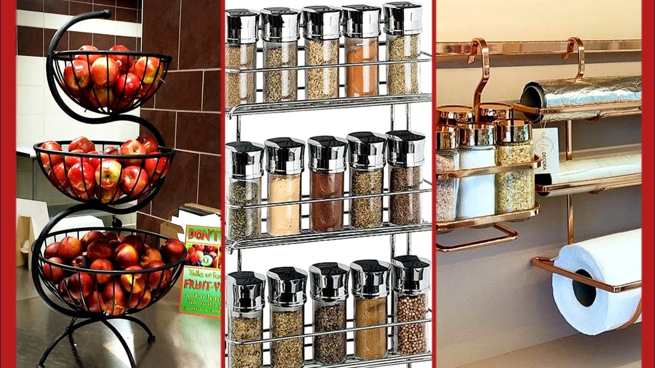 Amazon Space Saving Kitchen Organisers Daily Useful Essentials Storage Rack Cleaning Tools