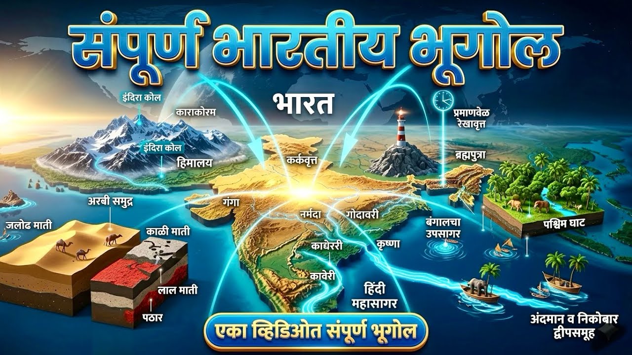 संपूर्ण भारतीय भूगोल ONE SHOT | #mpsc #upsc #geography #india Marathon 2026 | सर्व काही एका व्हिडिओत
