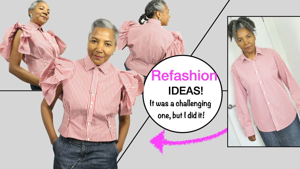 DIY | Refashion Men's Shirt into a Crop Top with Gathered Sleeves