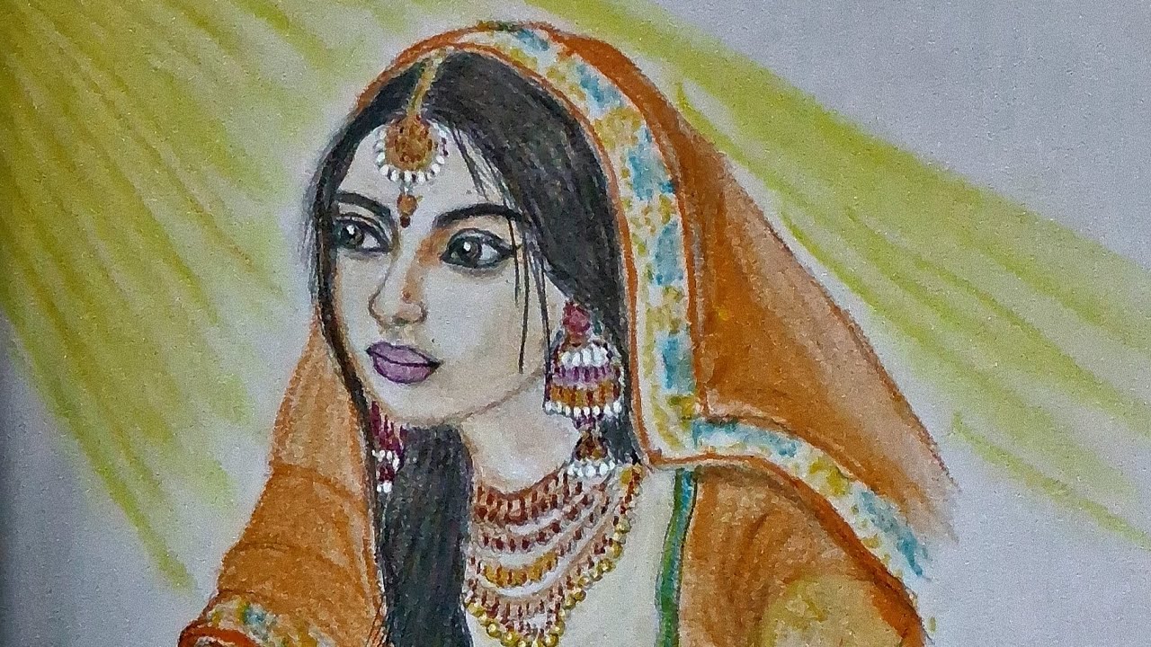 Drawing a lady using oilpastels 