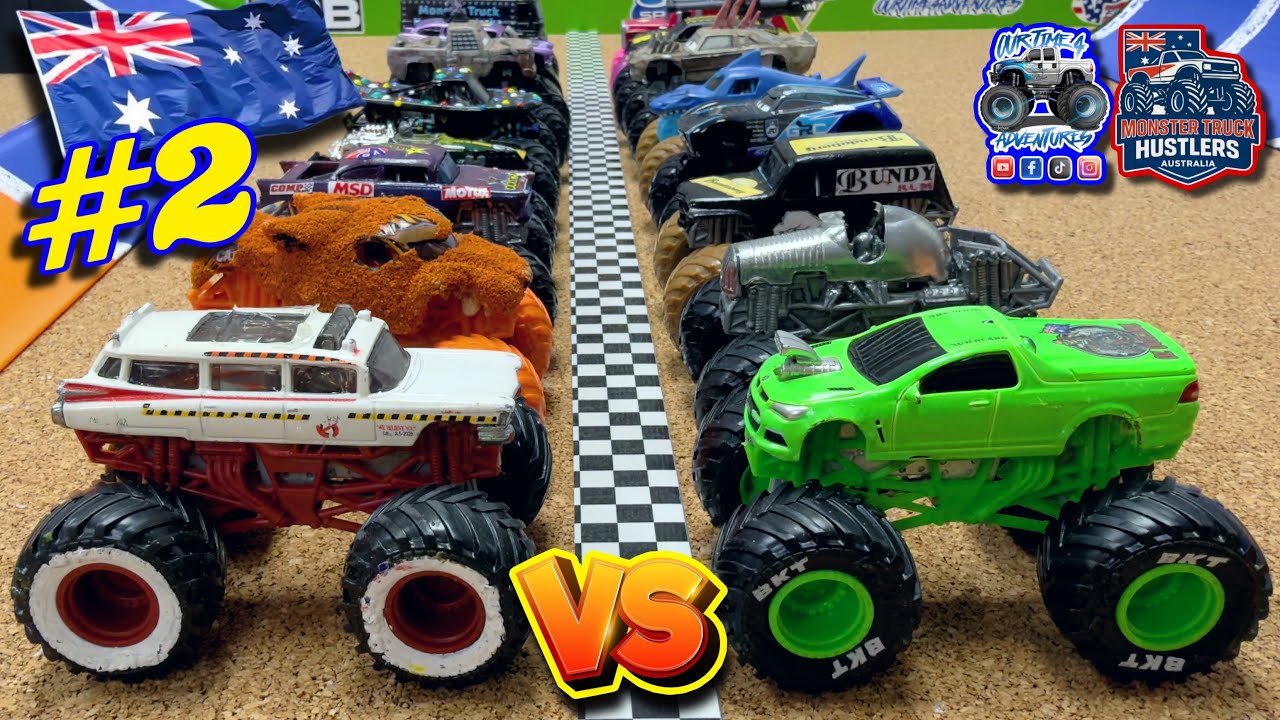 Toy Diecast MonsterJam Racing Tournament | 2nd Annual Australia Custom Monster trucks Race #2 of 4