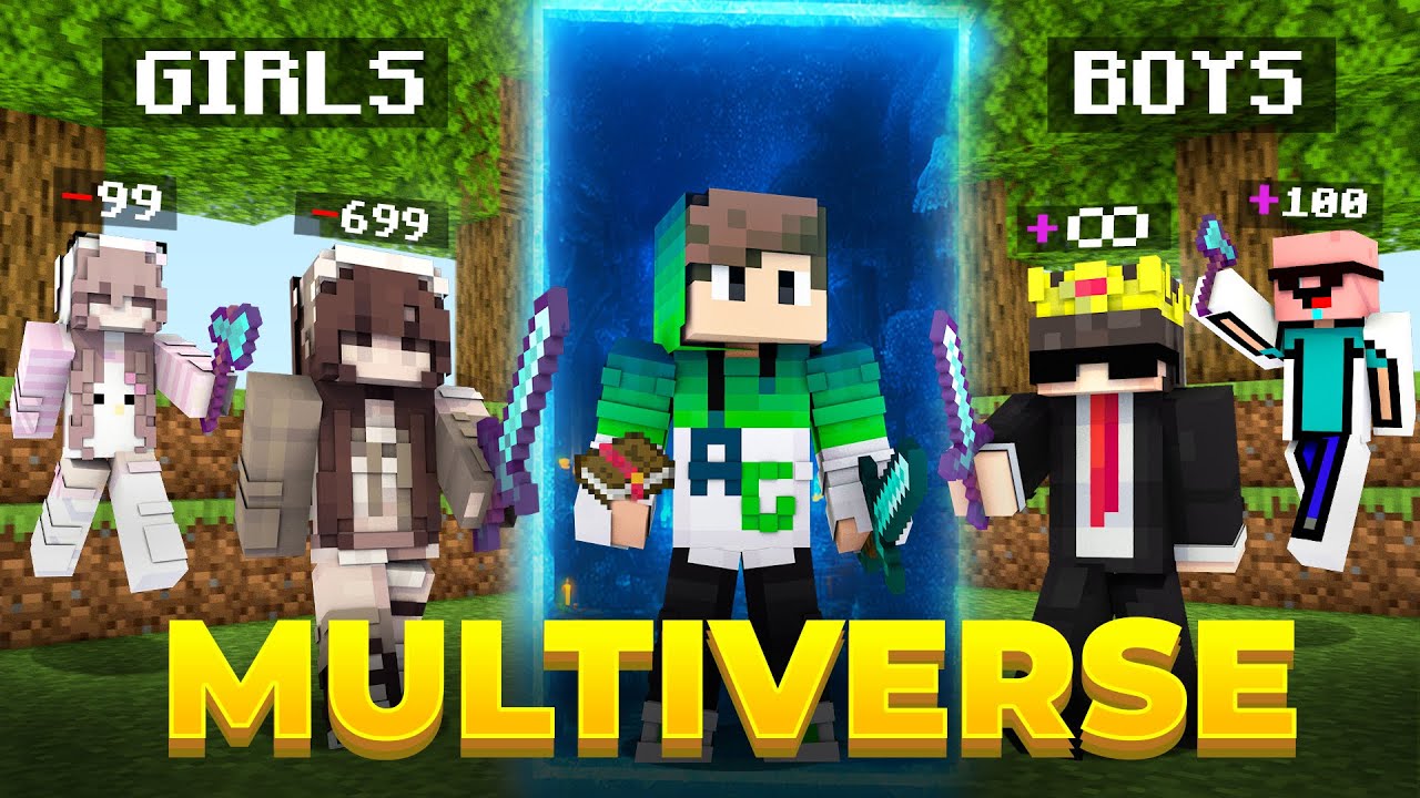 How I Got STUCK in a MULTIVERSE in 'Boys VS Girls' Minecraft Server!