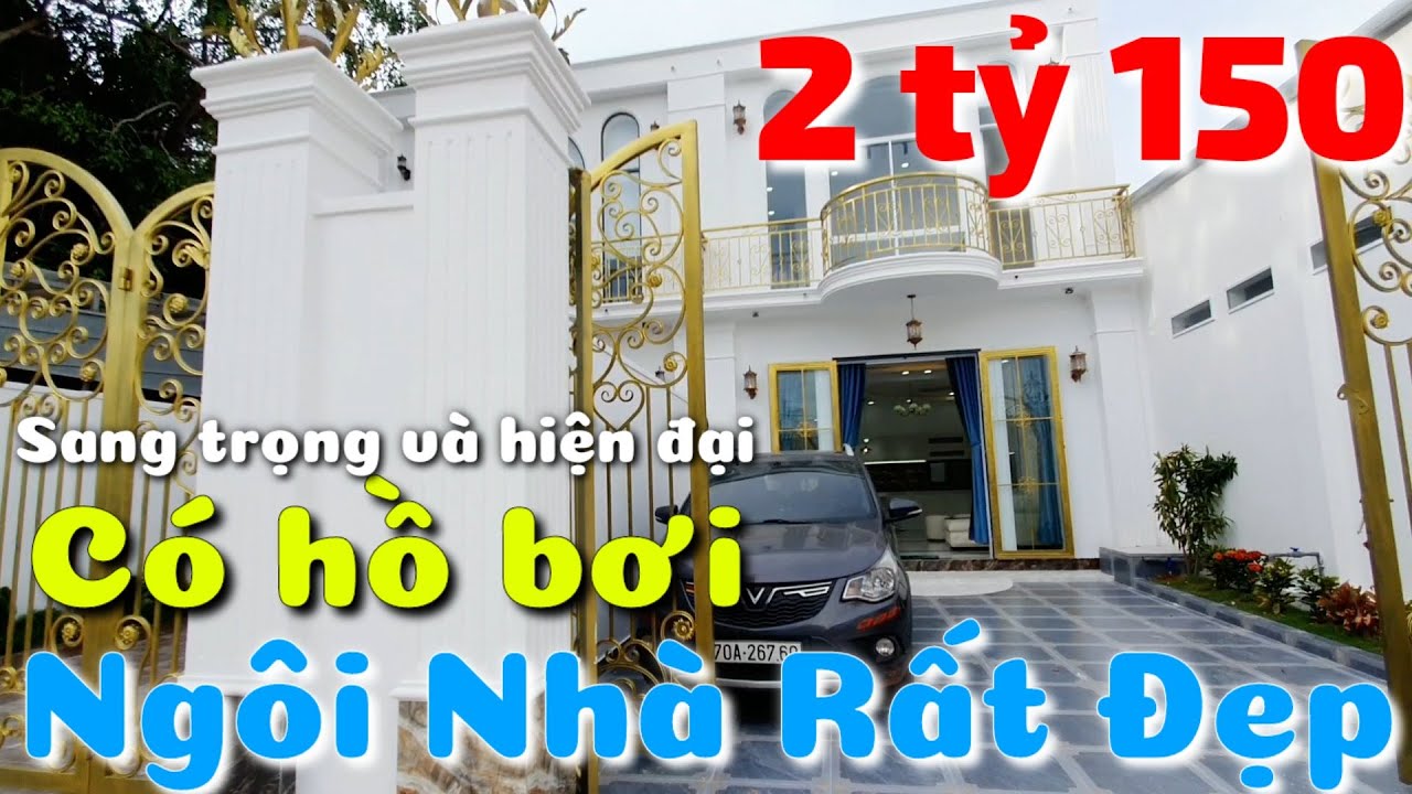 Căn nhà siêu phẩm thiết kế hiện đại có hồ bơi mặt đường nhựa gần Chợ Long Hoa ở Hòa Thành Tây Ninh