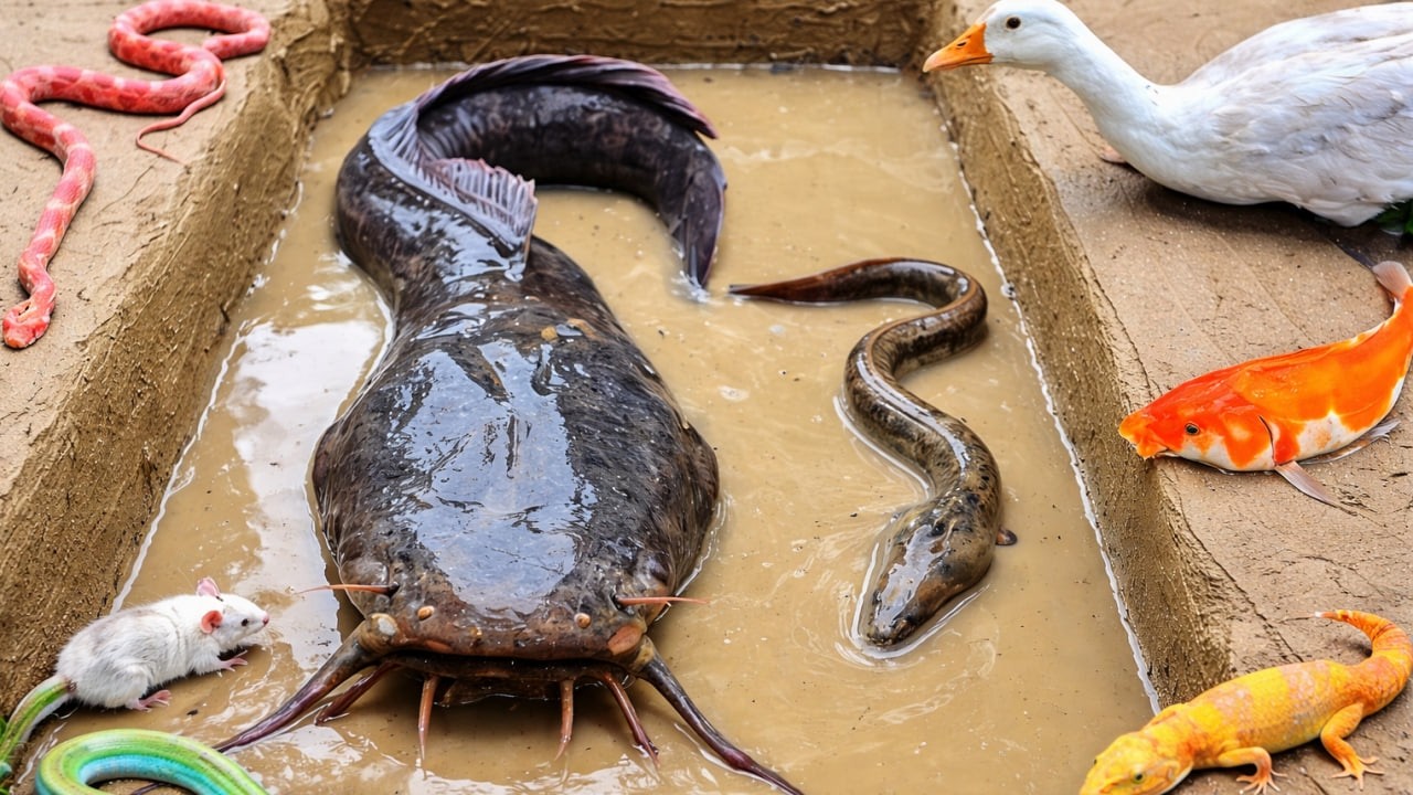 Catching Colorful Fish Toys with Tons of Crabs! A Soil Pit Full of Eels 😱🦀🐟