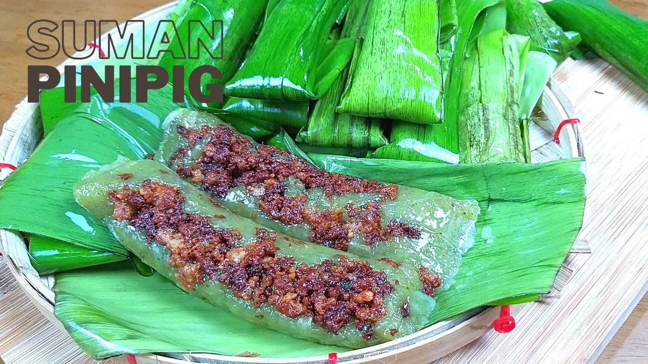 Suman Pinipig with Buko and Latik