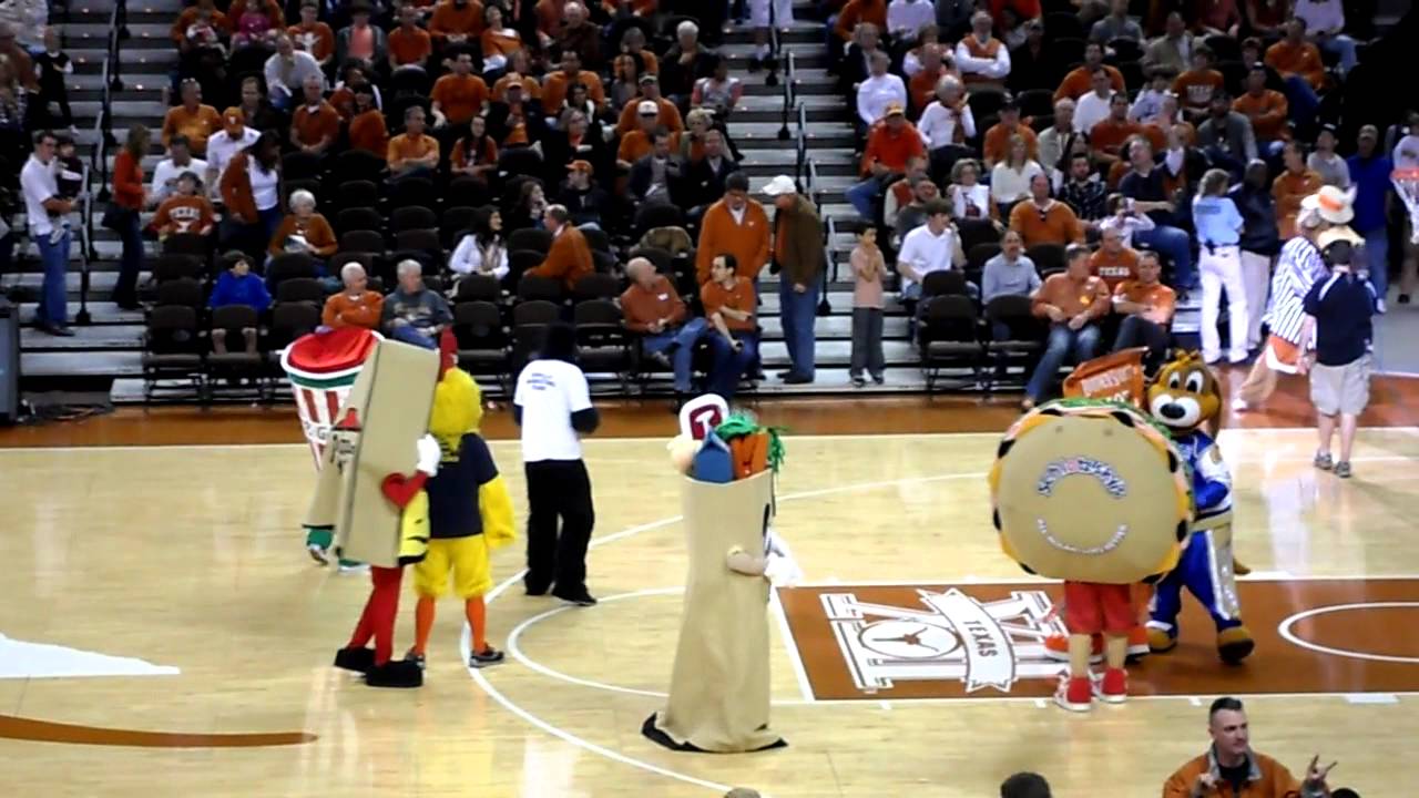 Mascot halftime basketball game at UT-Austin vs. Kansas State (2/11/2012)
