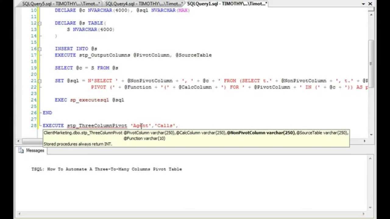 TSQL: How To Automate A Three-To-Many Columns Pivot Table