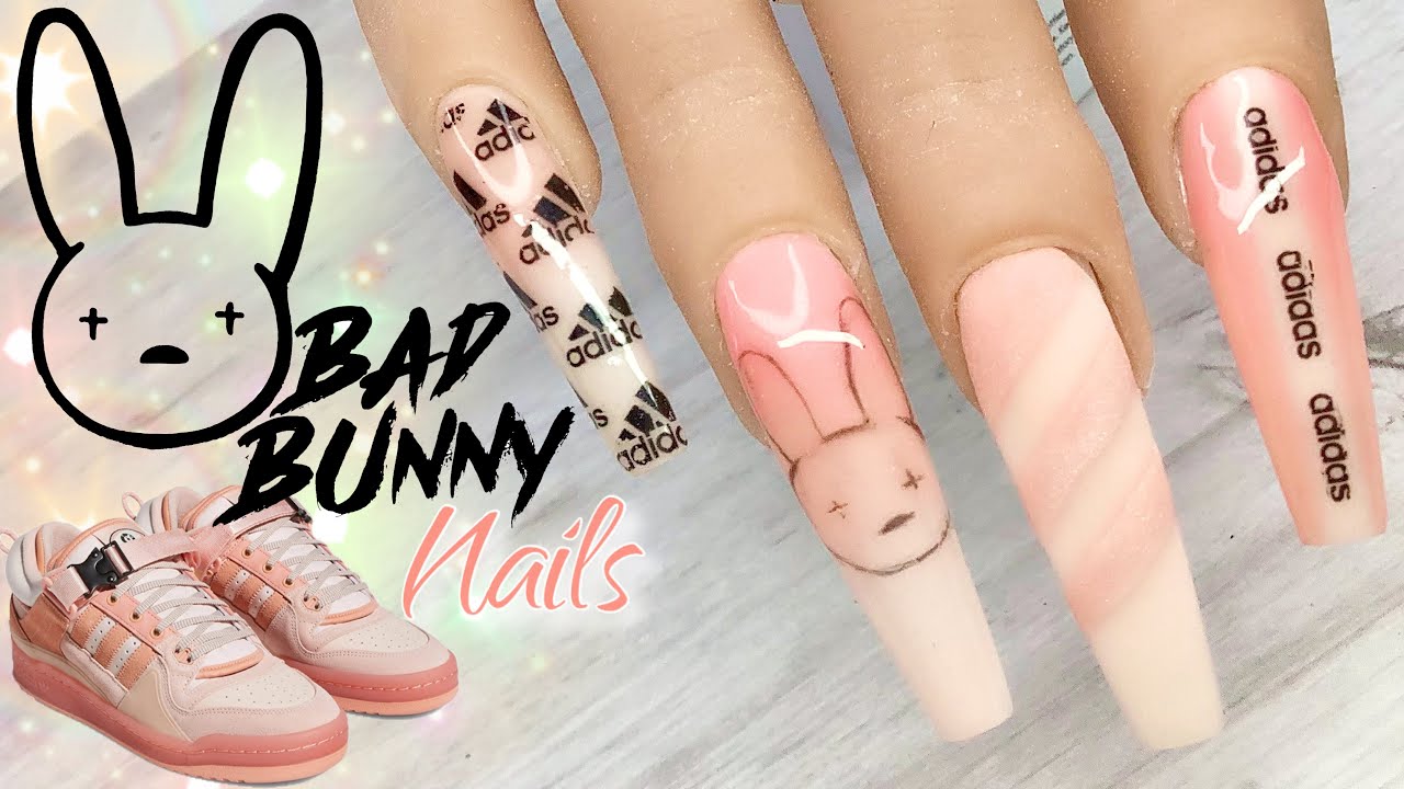 Hard Gel Nails | Bad Bunny x Adidas Forum Easter Egg Inspired Nails | Custom Hard Gel Nail Colors