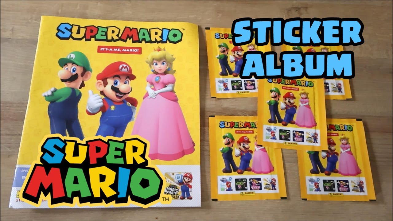 Super Mario Sticker Album Starter Pack + 5 Sticker Packets, Rainbow Foil & Glow-in-the-Dark Stickers