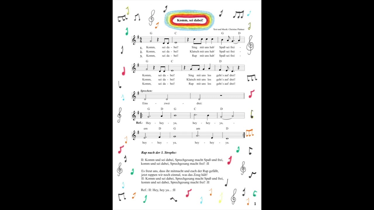 MITMACHLIED Komm, sei dabei! Gesungen von HANNAH, Text und Musik: Christine Plattner