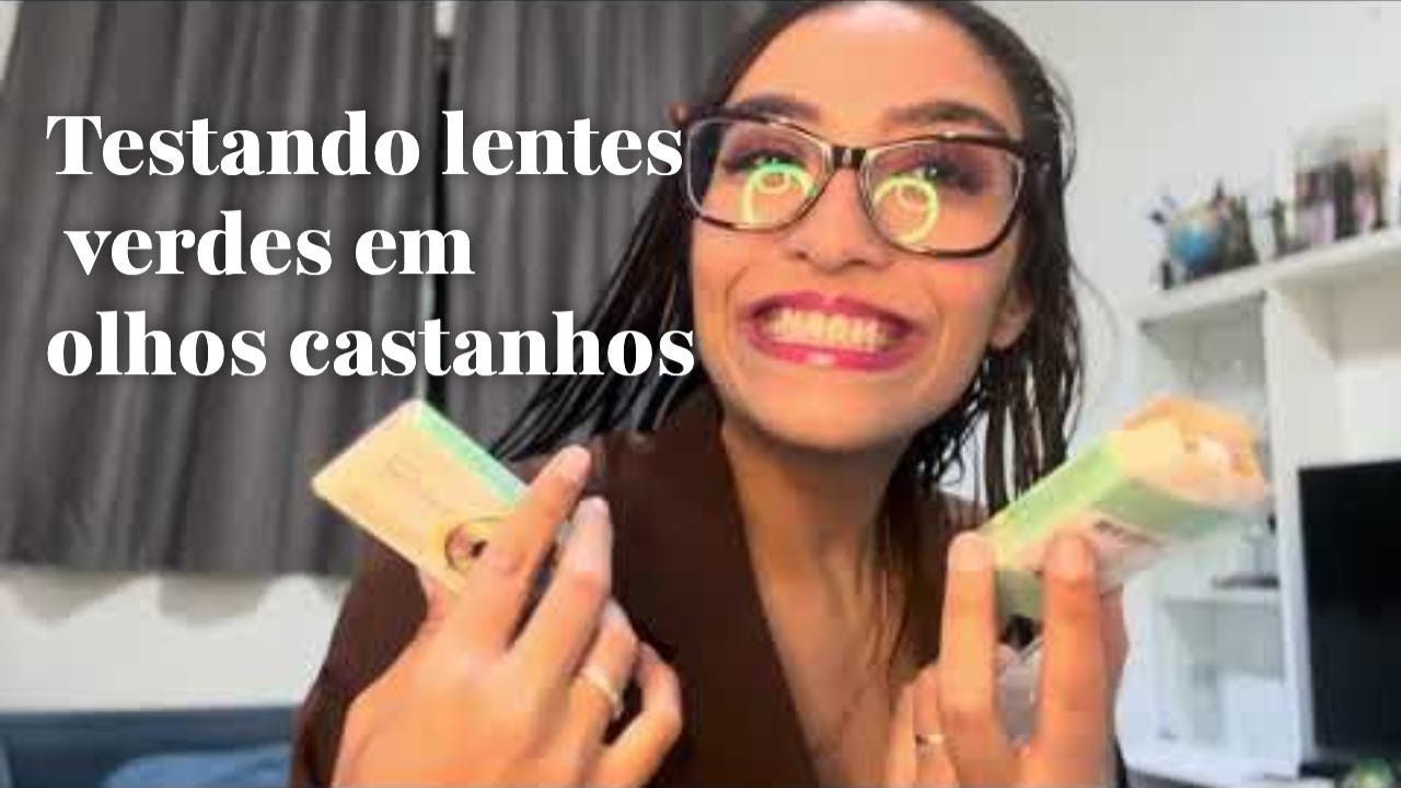 Testando Lentes Coloridas Soflens StarColors II cor Green Amazon em olhos castanhos