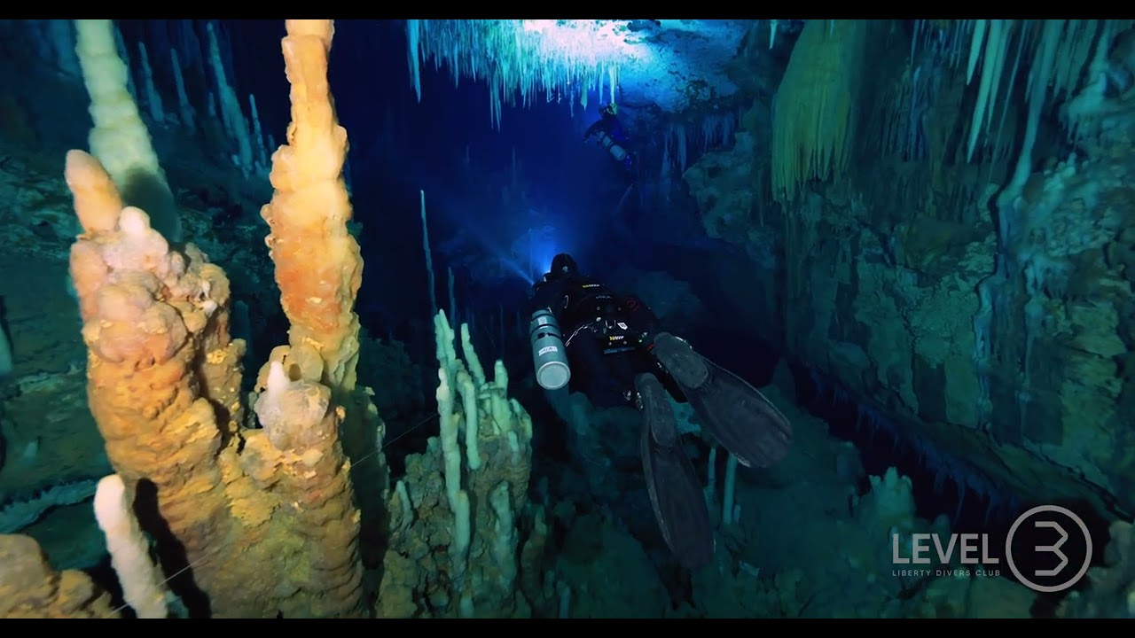 Diving adventure in the crystal caves of Abaco, Bahamas
