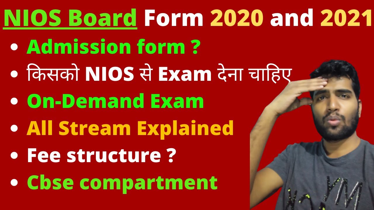 NIOS Board || NIOS admission form 2020 and 2021 || On-Demand Exam, NIOS Fee, Whom to apply.