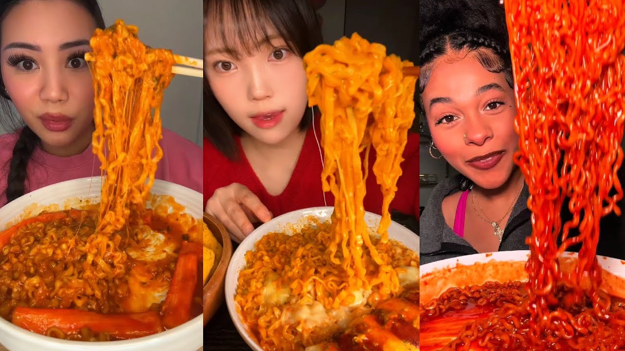 TIKTOK Mukbang Compilation | Buldak, Wingstop, Chipotle, McDonald's, In-N-Out & More!